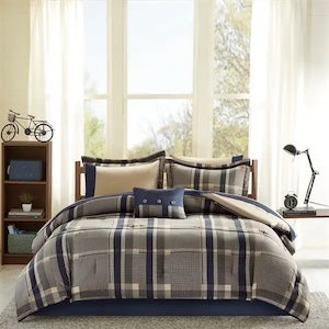 Intelligent Design Robbie 7-Piece Twin XL Comforter Set in Navy/Taupe