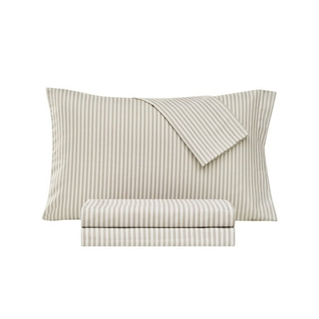 Sanders Coastal Printed Microfiber 3-Pc. Sheet Set, Twin - Taupe Beach Stripe