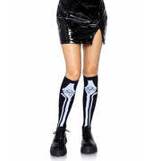 Leg Avenue Womens Skeleton Knee Socks, O/S, Black/White
