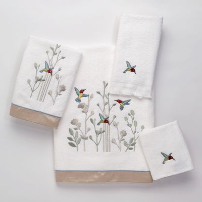 Avanti Colibri Embroidered Cot White Bath Towel