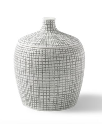 Cassadecor Cassadecor Raffia Embossed Por Grey Jar