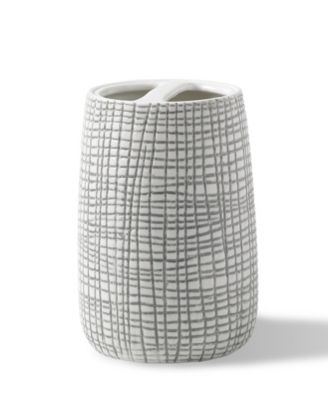 Cassadecor Cassadecor Raffia Embossed Por Grey Toothbrush Holder