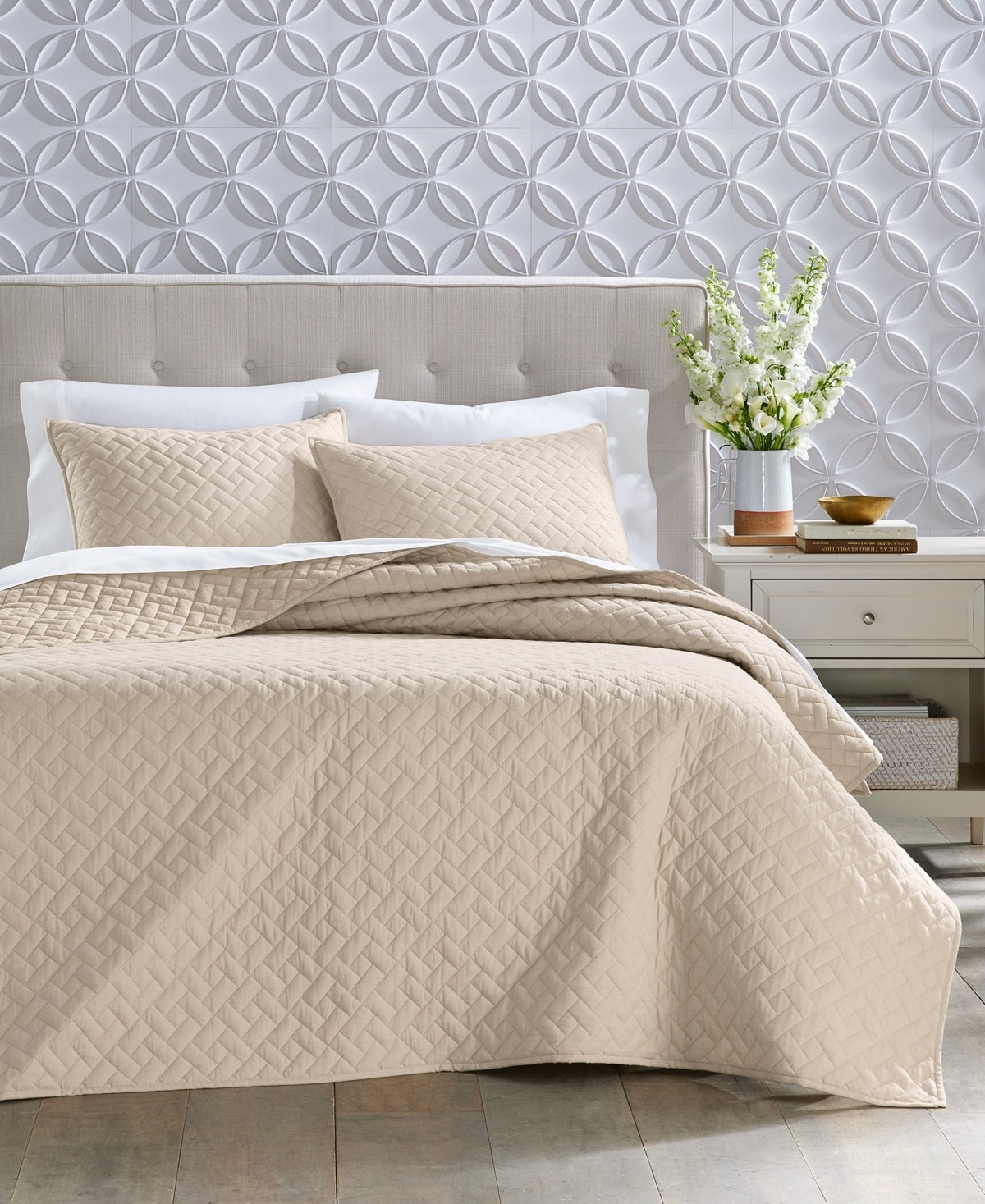 Charter Club Chambray Quilt, King, Created for Macy's - Tan