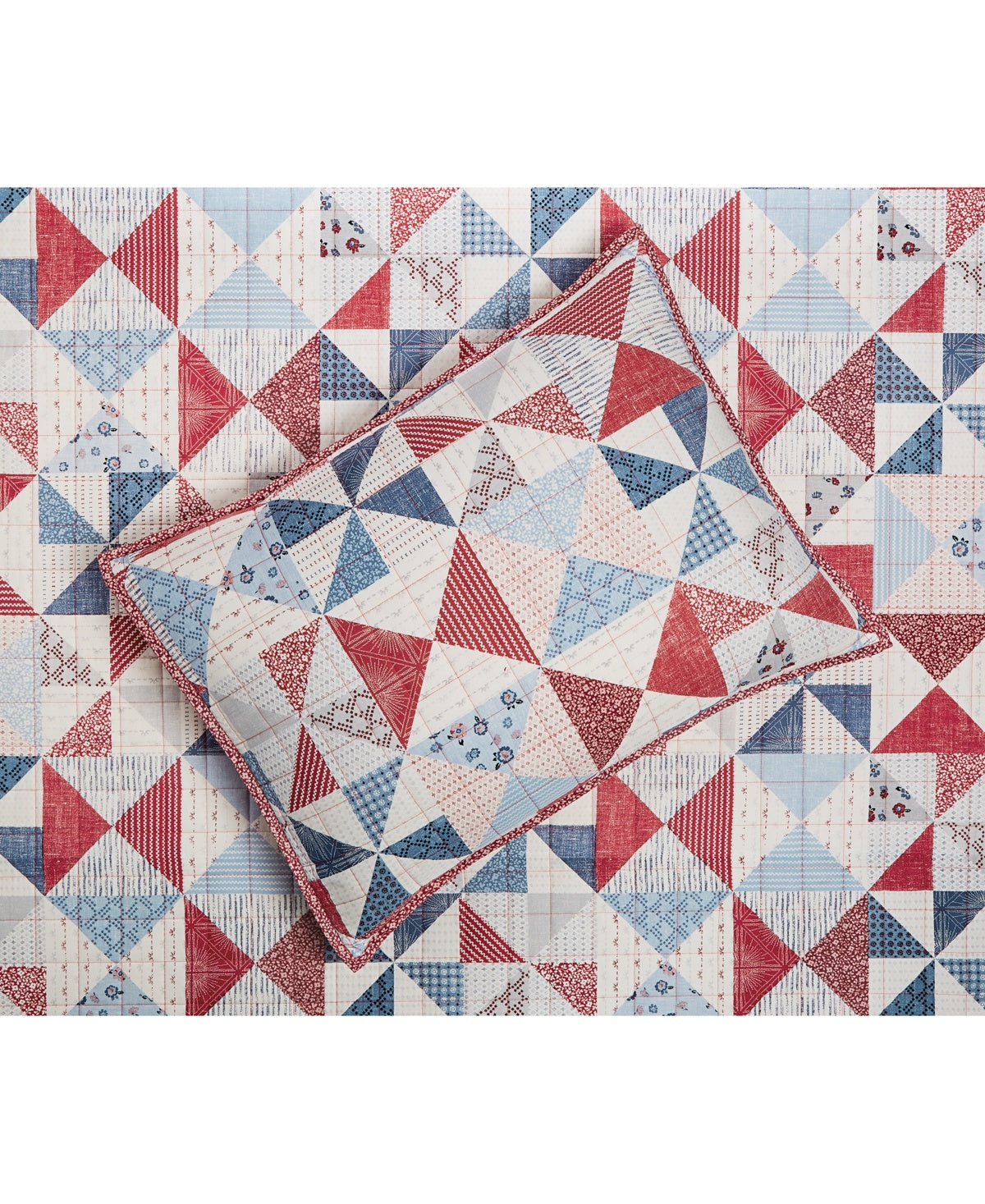 Charter Club Americana Heirloom Patchwork Sham, Standard, Created for Macy's - Blue Combo