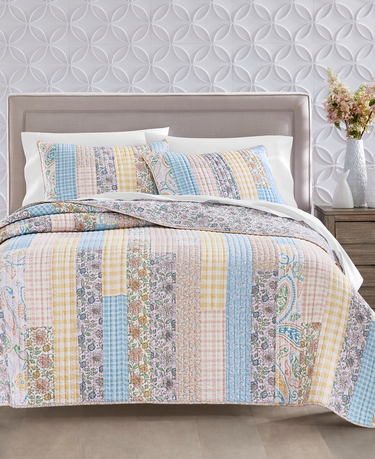 Closeout! Charter Club Spring Gingham Patchwork Quilt, King, Created for Macy's - Multi