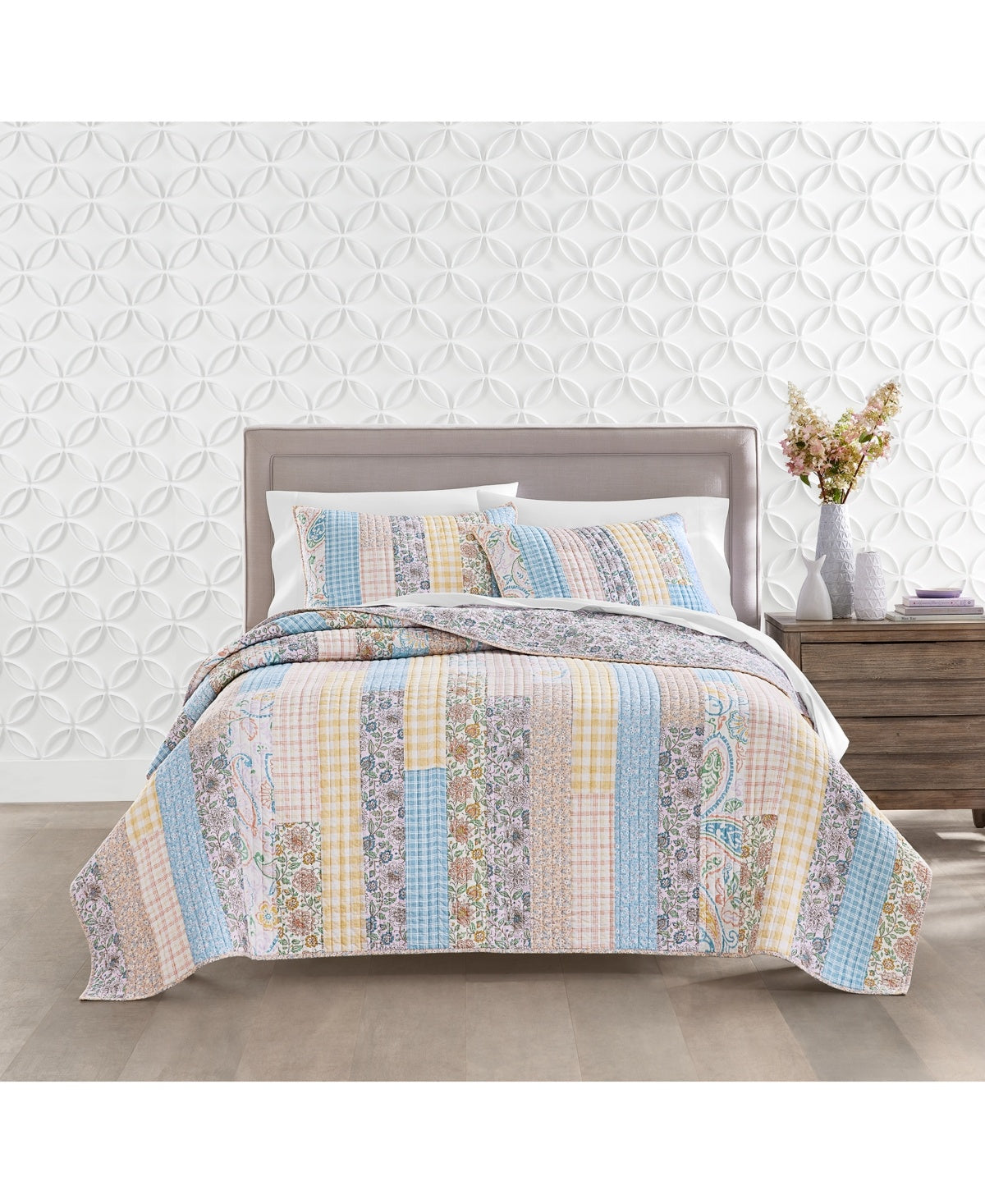 Closeout! Charter Club Spring Gingham Patchwork Quilt, King, Created for Macy's - Multi
