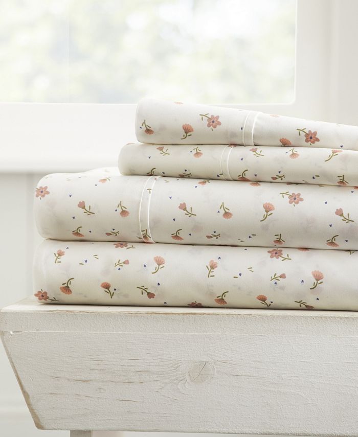 ienjoy Home The Farmhouse Chic Premium Ultra Soft Pattern 4-Pc. Sheet Set, King - Pink - King Sheet Set
