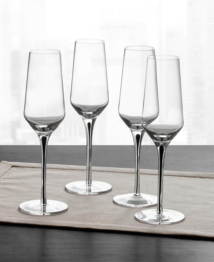 Hotel Collection Black Stem Champagne Glasses, Set of 4, Created for Macy's - White - No Size