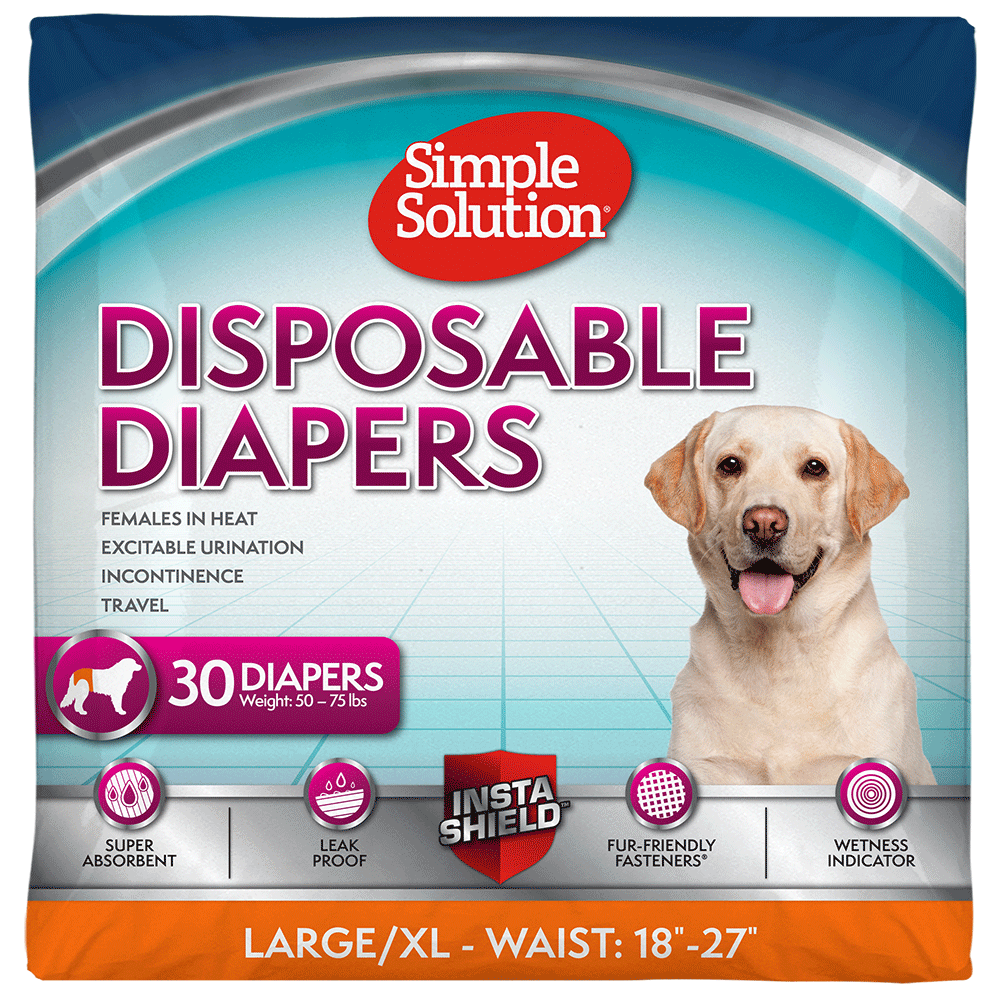 Simple Solution Disposable Female Diapers for Dogs, Large/X-Large, Count of 30 - Open Box