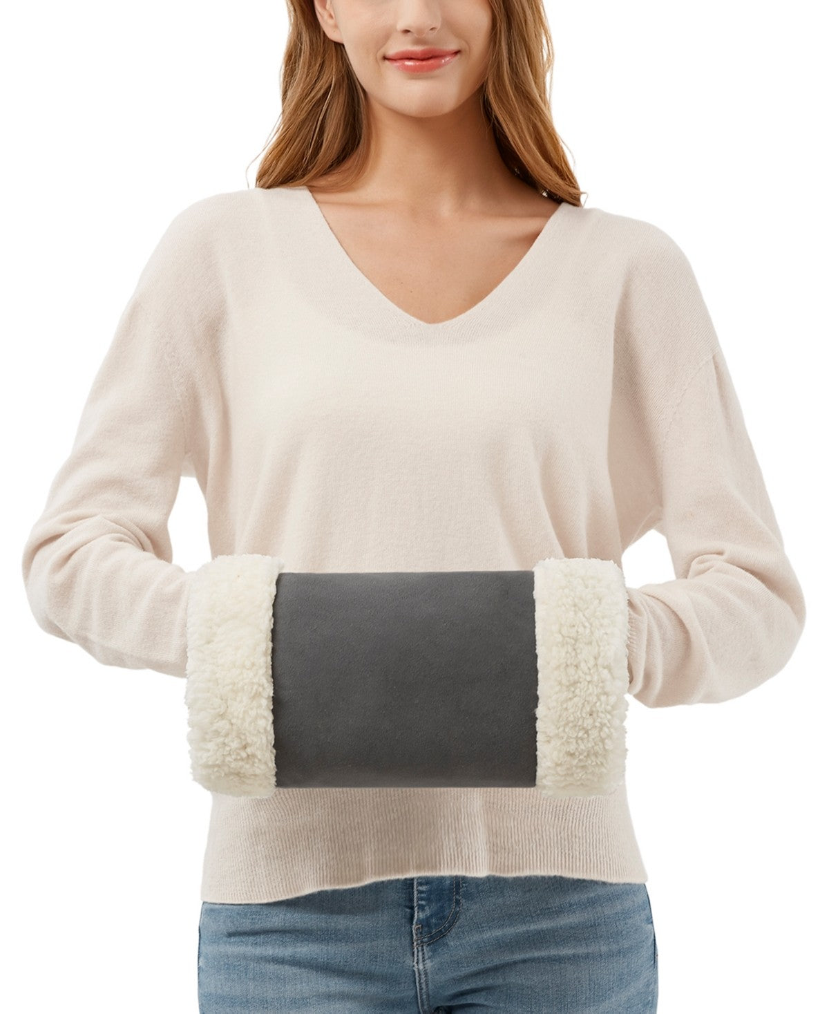 Sharper Image Heated Adjustable Plush Hand Warmer - Grey