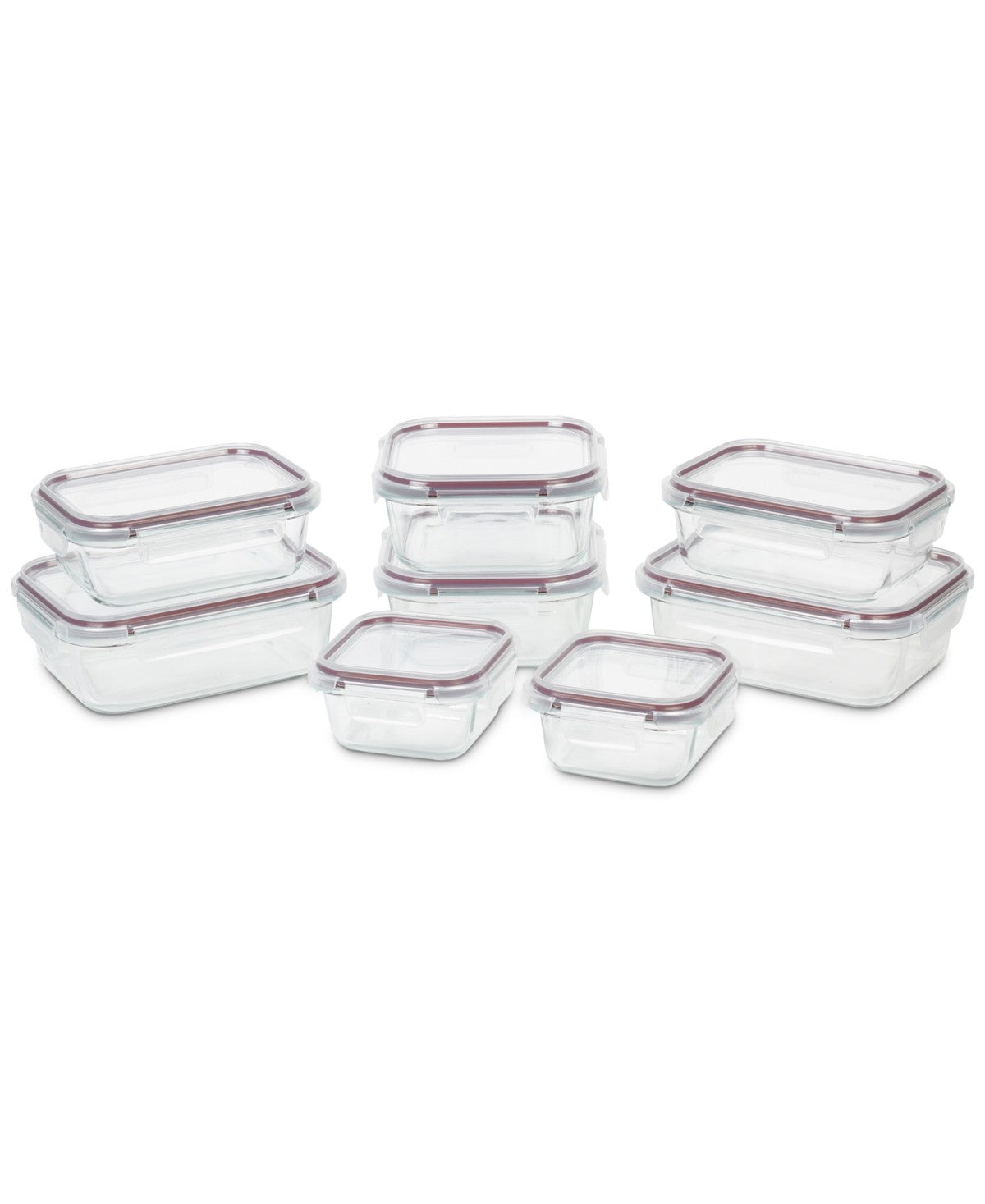 Sedona 16-Piece Glass Food Storage Container Set - Cabernet