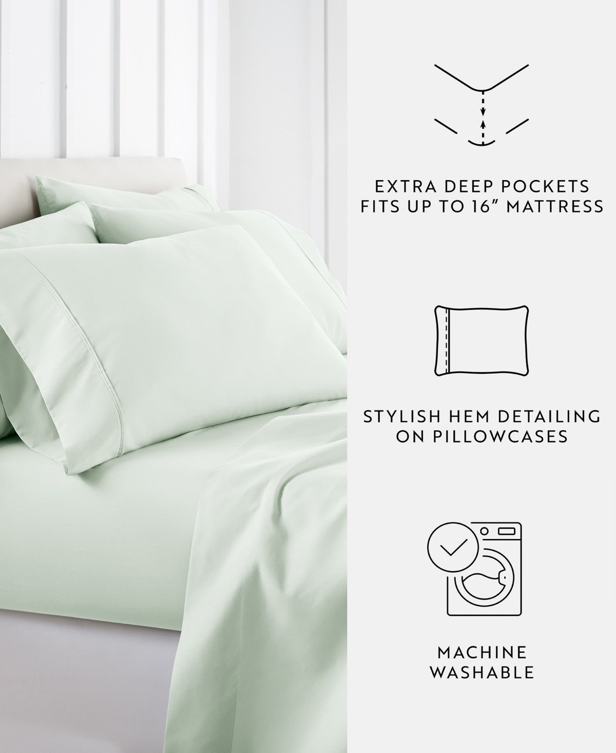 Kaycie Gray Microfiber 4-Pc. Sheet Set, Twin Xl - Light Green