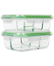 Sedona 2 Pack 3-Compartment Glass Storage Set - Nile Green