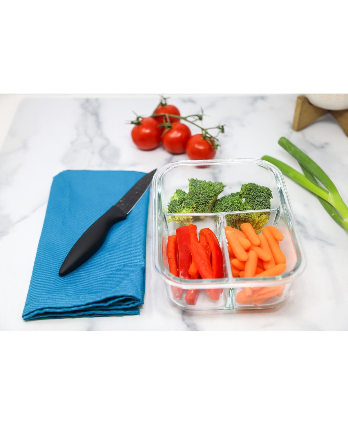 Sedona 2 Pack 3-Compartment Glass Storage Set - Nile Green