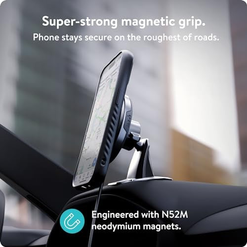 Mous - MagSafe Compatible Wireless Charging Dashboard Mount - Car Dash Mount Compatible with iPhone 16/15/14/13/12 Series Phones  - Open Box