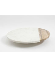 Gibson Marble and Wood Lazy Susan Whitewood