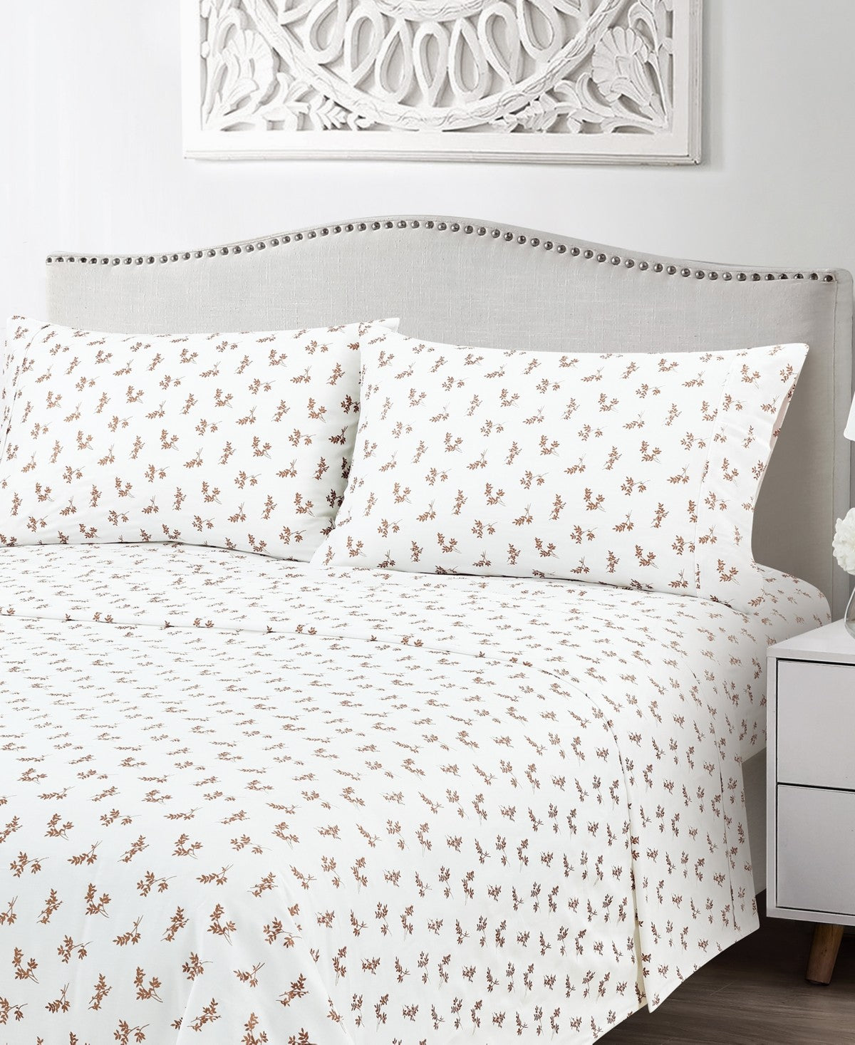 Fairfield Square Collection 300-Thread Count Metallic Cotton 4-Pc. Sheet Set, Full, Exclusively at Macy's - Gold Metallic
