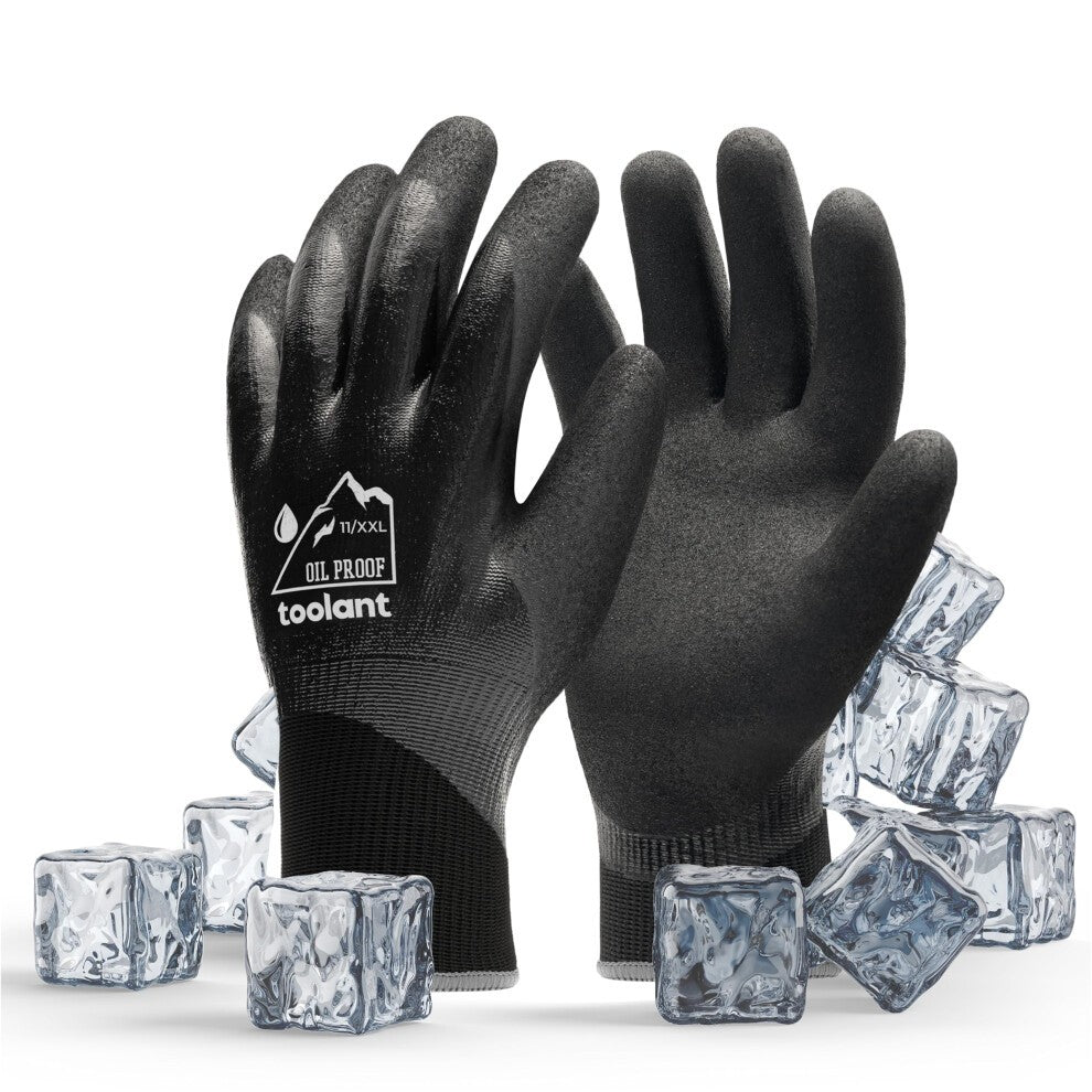 Waterproof Gloves for Men and Women  Freezer Gloves with Grip  Double Nitrile Dipped for Extreme Oil Repellent - Open Box