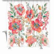 Laural Home 71-in W x 295-in L Bohemian Poppies Floral Polyester Shower Curtain