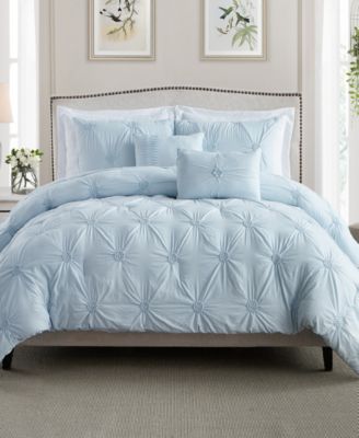 Cathay Home Inc. Cathay Home Inc. Floral Pintuc Baby Blue FullQueen