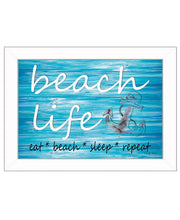 Trendy Décor 4U Beach Life By Cindy Jacobs, Printed Wall Art, Ready to hang, White Frame, 14" x 10" - Multi
