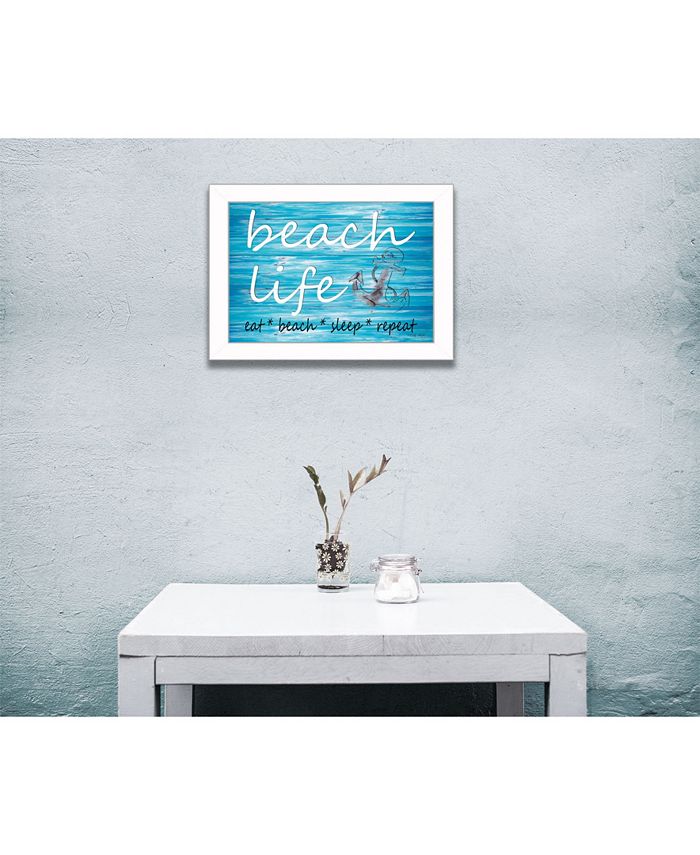 Trendy Décor 4U Beach Life By Cindy Jacobs, Printed Wall Art, Ready to hang, White Frame, 14" x 10" - Multi