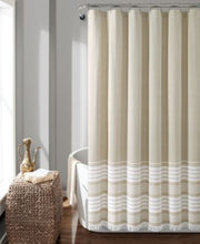 Lush Decor Ombre Stripe Yarn Dyed Cotton Gray Shower Curtain