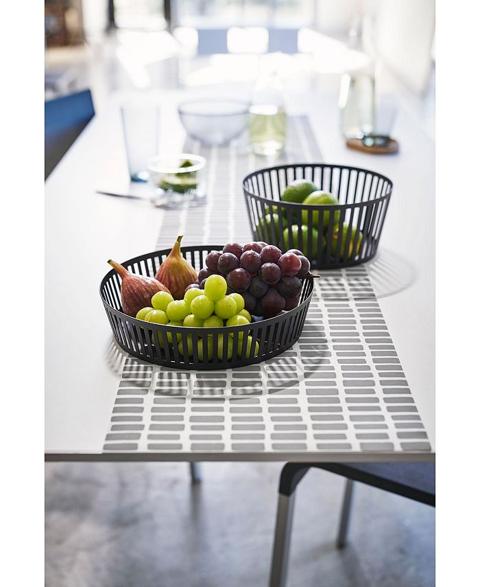 Tower Striped Steel Fruit Basket - Black