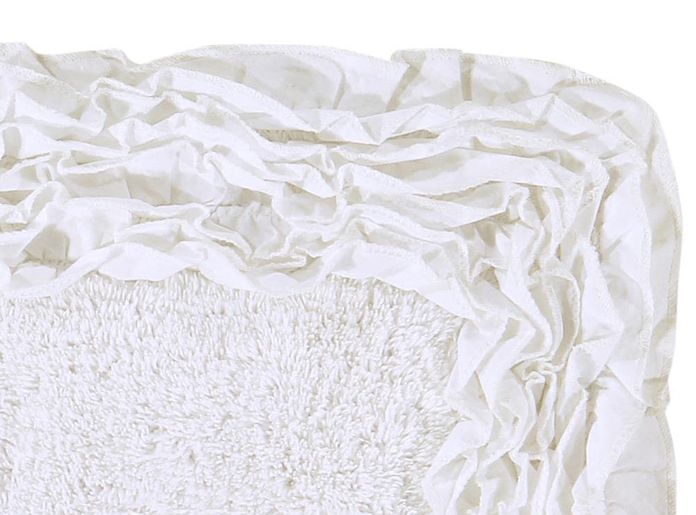 Better Trends Shaggy Border Bath Rug 30-in x 30-in White Cotton Bath Rug