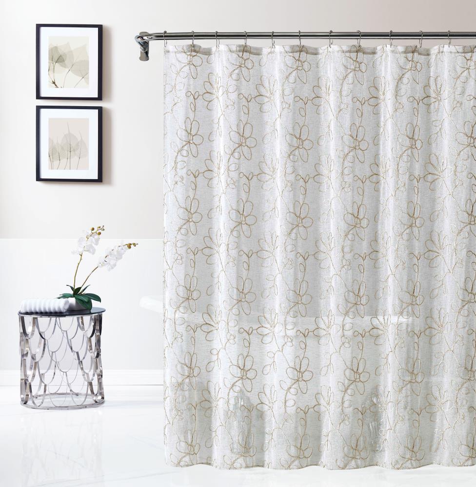 Dainty Home Rita 70-in W x 277-in L Linen Floral Polyester Shower Curtain