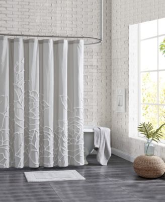 Peri Home Peri Home Chenille Rose Shower Gray Shower Curtain