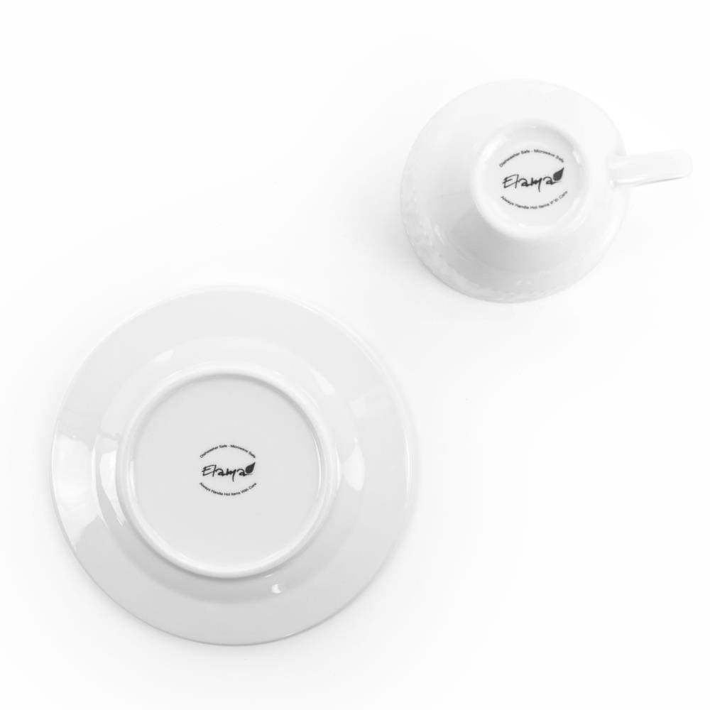 Elama 10-fl oz Ceramic White Cup and Saucer Set of: 6