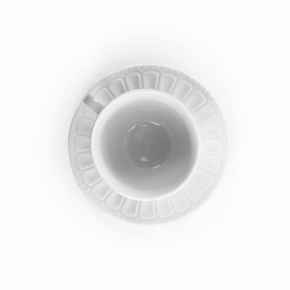 Elama 10-fl oz Ceramic White Cup and Saucer Set of: 6