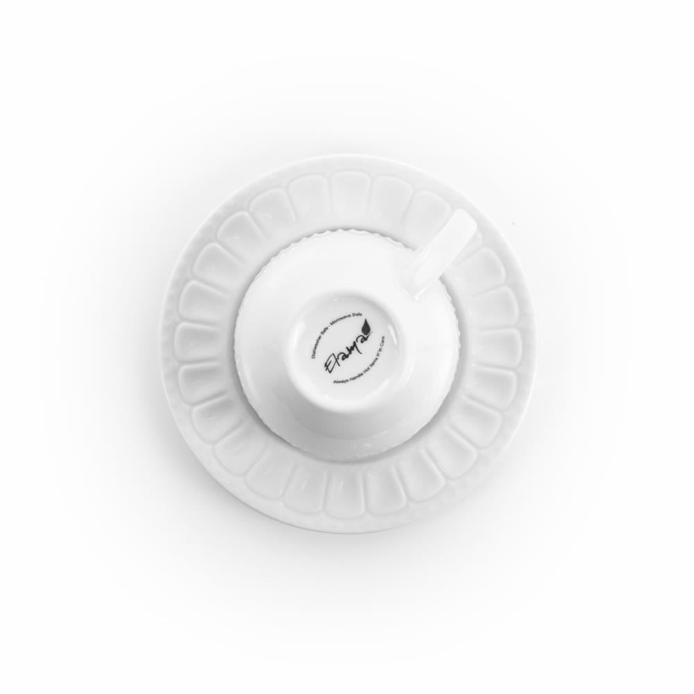 Elama 10-fl oz Ceramic White Cup and Saucer Set of: 6