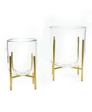 Storied Home Decorative Glass Candle Holder Gold-Tone