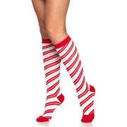 Leg Avenue Women's Shimmery Candy Cane Knee Socks