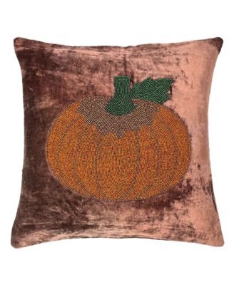 Mod Lifestyles Mod Lifestyles Pumpkin Velvet Rust 18 Square Decorative Pillow