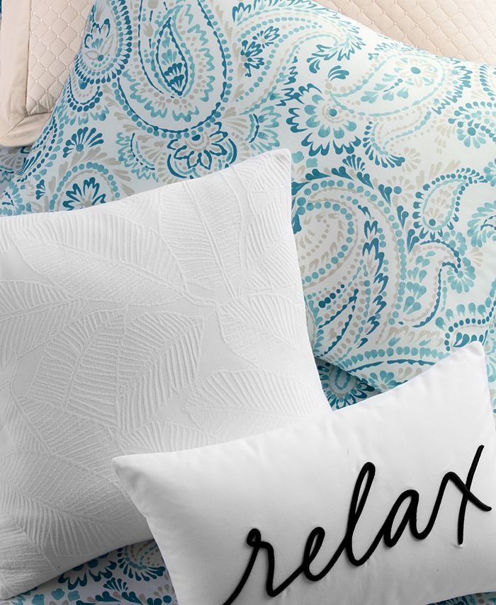 Relax Decorative Pillow, 12" x 18", Created for Macy's - White - Rectangle Decorative Pillow
