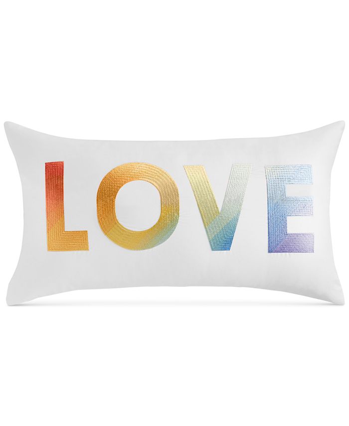 Charter Club Damask Designs Love Decorative Pillow, 12" x 22",, Created for Macy's - Red - Decorative Pillow