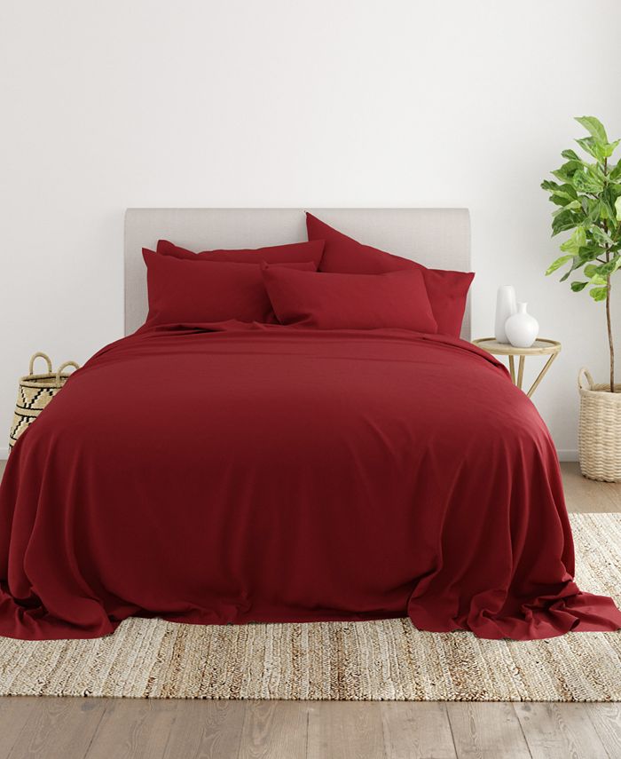 Solids in Style by The Home Collection 6 Piece Bed Sheet Set, Full - Red - Full