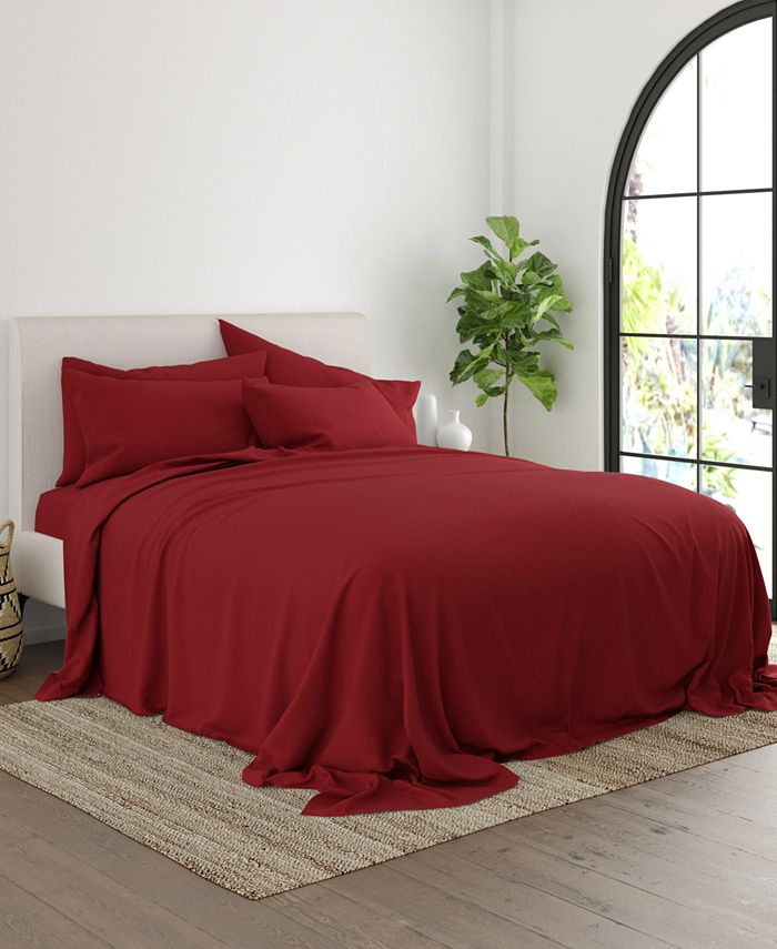 Solids in Style by The Home Collection 6 Piece Bed Sheet Set, Full - Red - Full