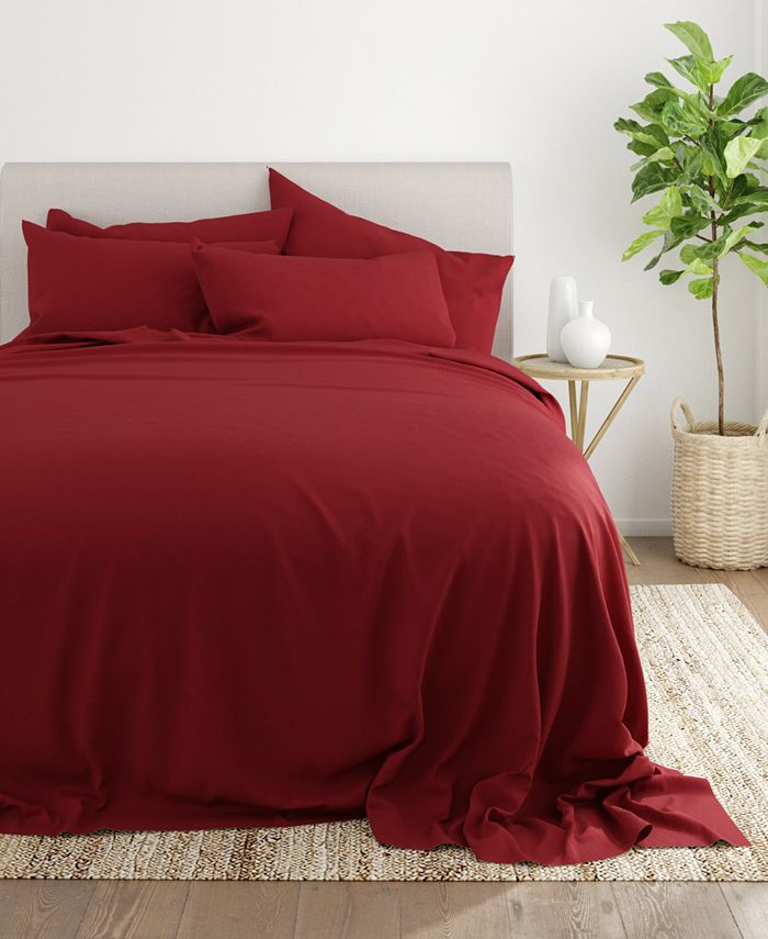 Solids in Style by The Home Collection 6 Piece Bed Sheet Set, Full - Red - Full