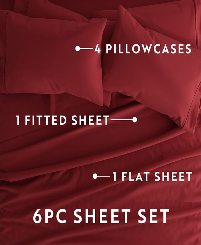Solids in Style by The Home Collection 6 Piece Bed Sheet Set, Full - Red - Full