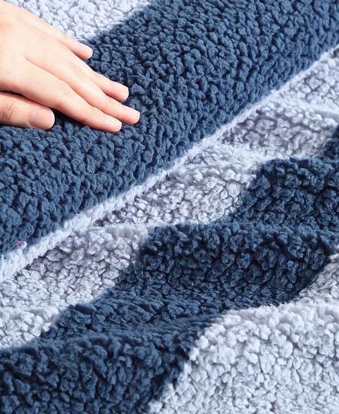 Nautica Lawndale Sherpa Reversible Throw Blanket, 60" x 50" - Blue - Throw