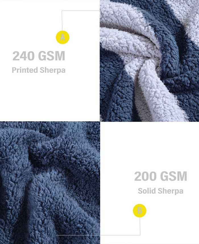 Nautica Lawndale Sherpa Reversible Throw Blanket, 60" x 50" - Blue - Throw