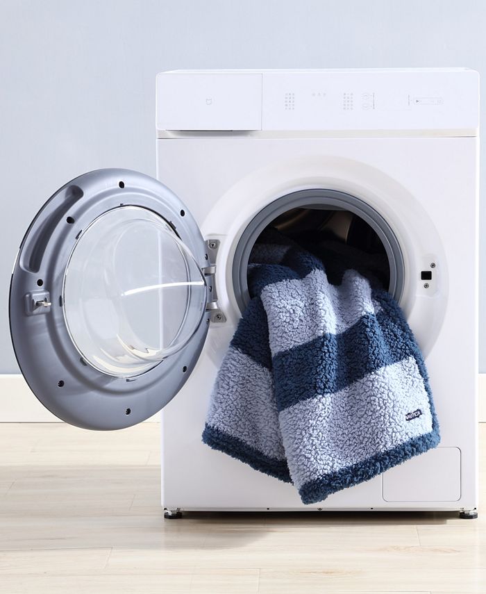 Nautica Lawndale Sherpa Reversible Throw Blanket, 60" x 50" - Blue - Throw