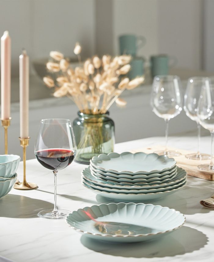 French Perle Scallop 4 Piece Place Setting - Blue - 4 Piece