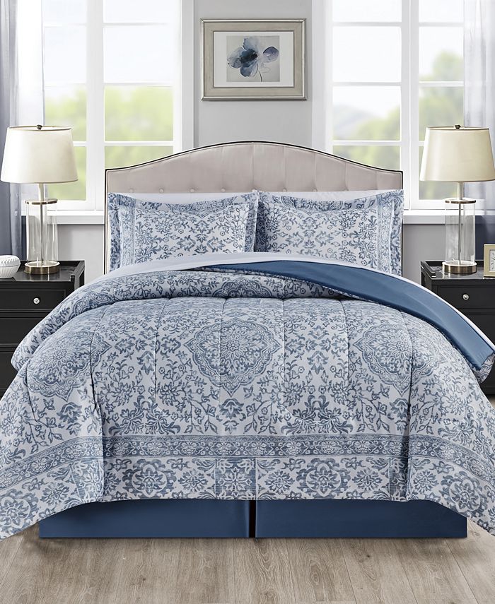 Sunham Estella 8-Pc. Comforter Sets, Exclusively at Macy’s - Blue - California King
