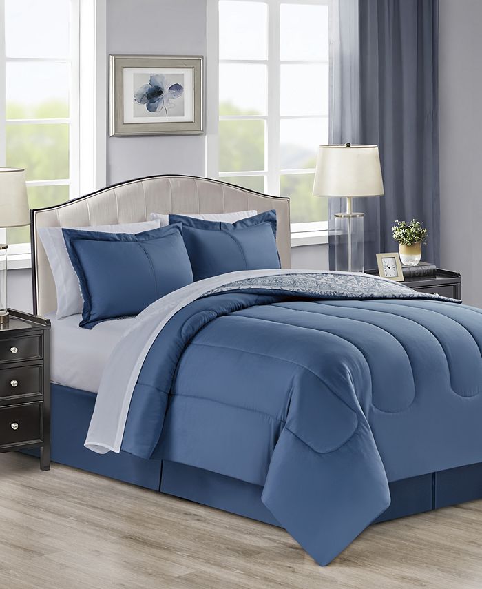Sunham Estella 8-Pc. Comforter Sets, Exclusively at Macy’s - Blue - California King