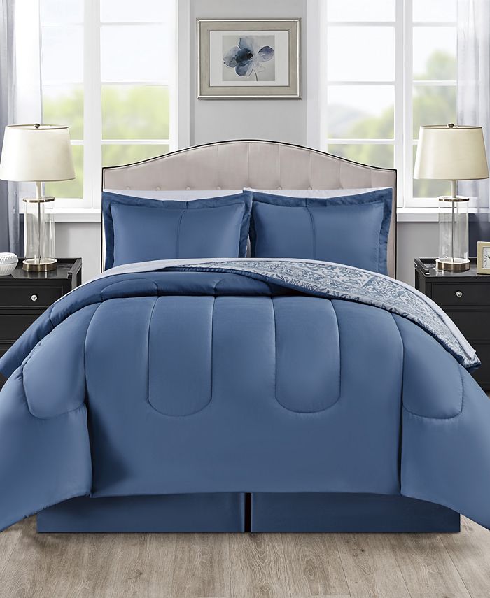 Sunham Estella 8-Pc. Comforter Sets, Exclusively at Macy’s - Blue - California King